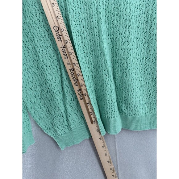 I LOVE MR. MITTENS XS/S Sweater Cotton Lace Crochet Polo Mint Green NWT - Picture 4 of 7